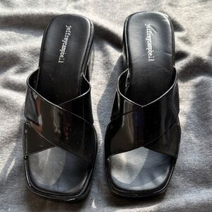 Jeffrey Campbell Glossy Black Mules Size 8